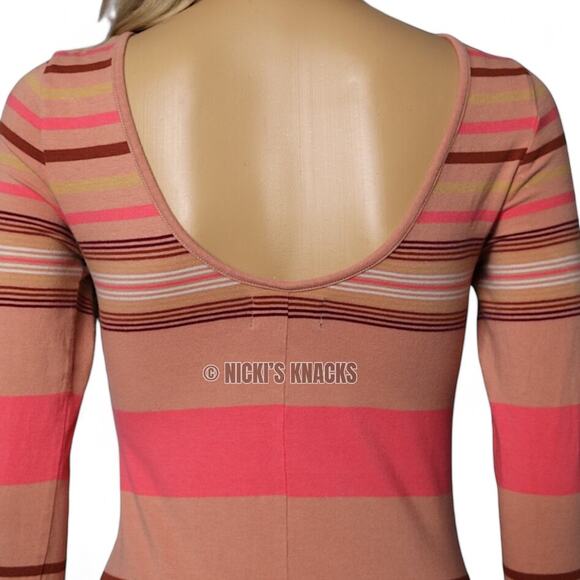 Torn by Ronny Kobo Striped Knit Bodycon Maxi Dress Boatneck Stretch Size XS - Picture 6 of 12